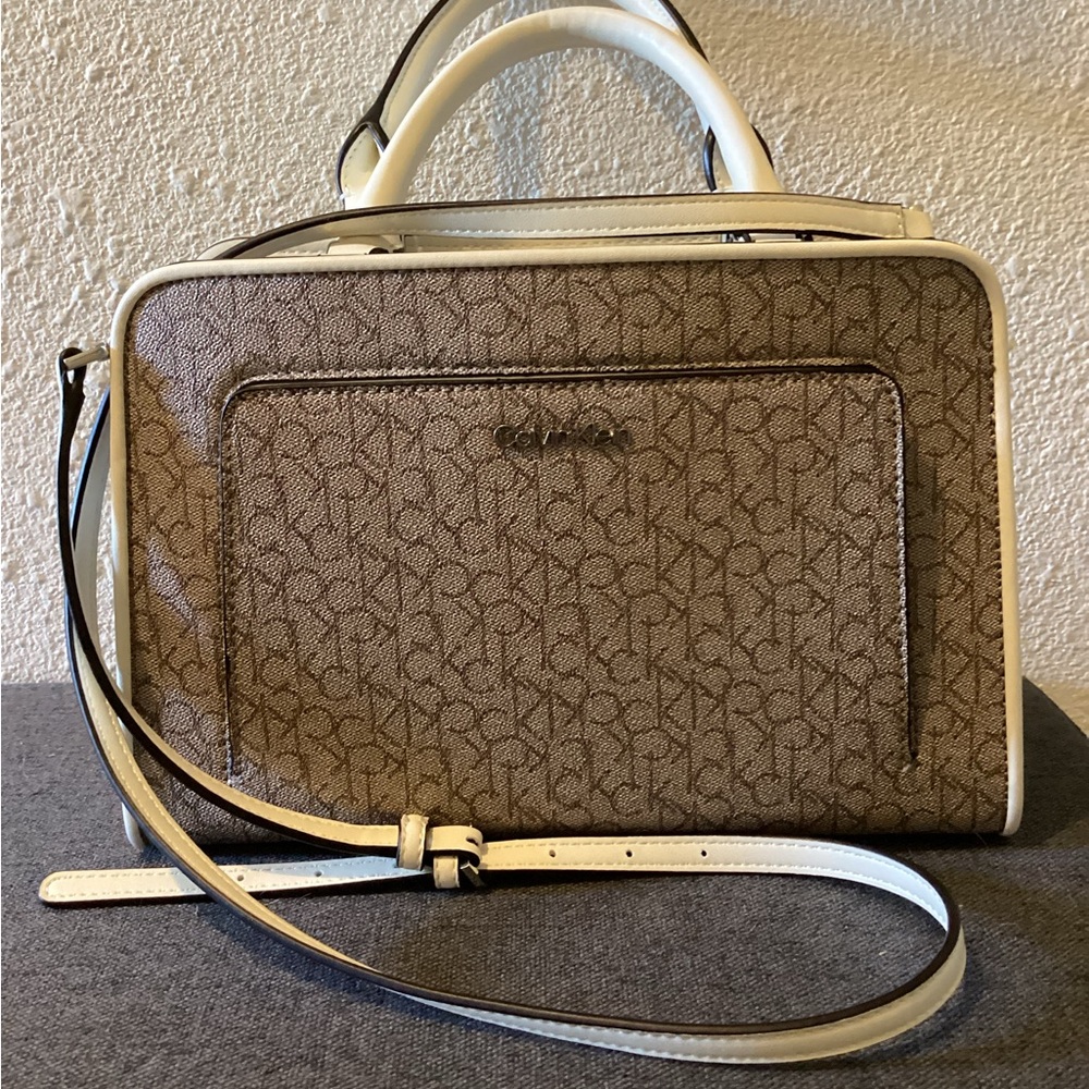 Calvin Klein Tan and Cream Satchel Bag